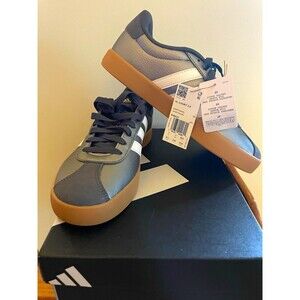adidas VL Court 3.0 Women’s Low Top Lace-Up Sneakers Gray/White Gum 8.5
